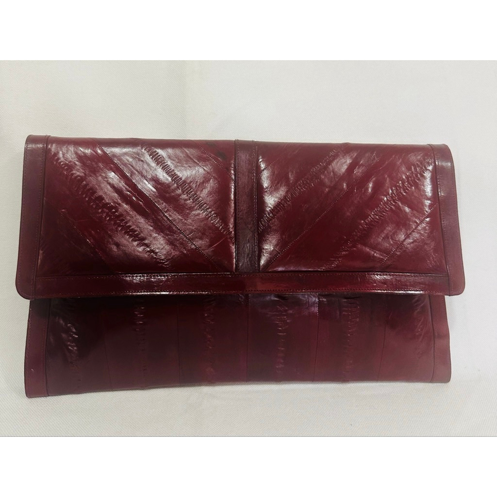 Vintage Sunco Burgundy Eel Skin Clutch / crossbody Purse
